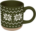 Sweet Water Decor Green Fair Isle Coffee Mug, 14oz Stoneware Christmas Cup by SweetWaterDecor
