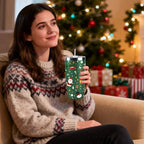 Christmas Gifts for Women 2025, 20 oz Green Stainless Steel Christmas Coffee Tumblers with Lid and Straw, Insulated Coffee Travel Mug, Best Xmas Themed Gifts for Women Men Girls Teachers Coworkers - Image 2