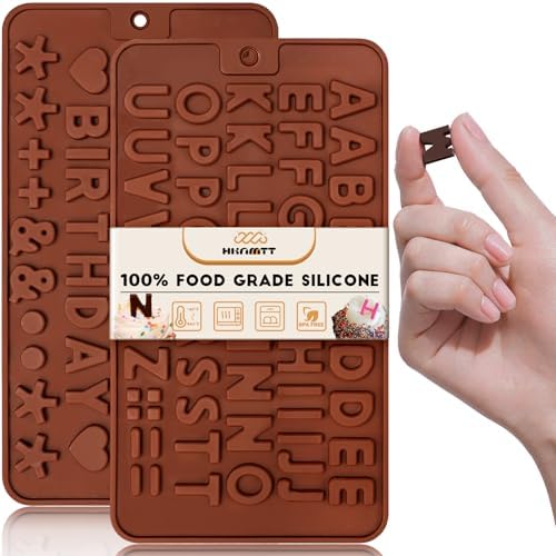 HKNMTT Letter Molds Silicone for Chocolate 2PCS, Small Mini Size for Alphabet Decorating Birthday Cake Strawberries Lollipop Fondant, Heart Shaped Gift Choice, Non-stick BPA Free Moulds by HKNMTT