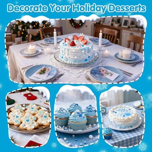 Edible Snowflake Sprinkles,Frozen Sprinkle for Cake Decorating,Blue White - Image 5