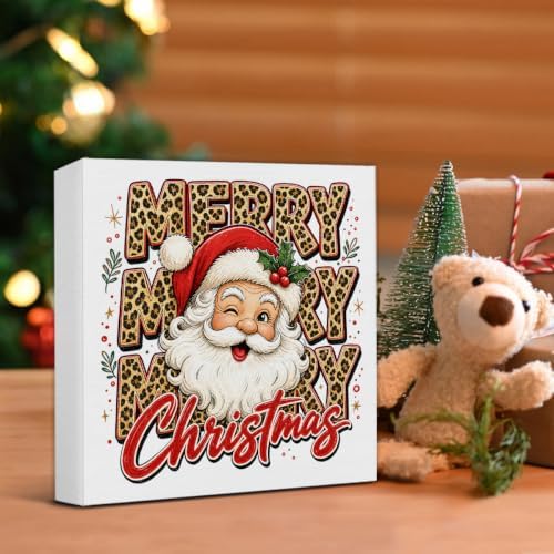 Leopard Christmas Decor, Santa Claus Christmas Wooden Sign Decorations - Image 5