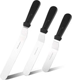 Offset Frosting Cake Knife set of 3 Black 6 8 & 10 Inch Angled Icing Spatula by PUCKWAY