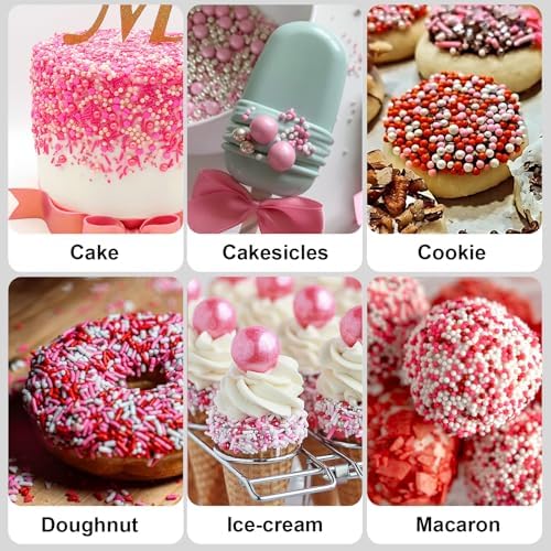 Pink Sprinkles, Red and Pink Heart Sprinkles Mix for Cakes, Cupcakes, 180g - Image 6