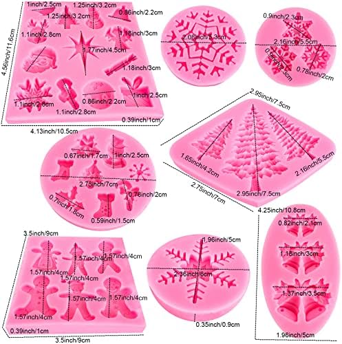 Christmas Silicone Molds Snowflake Molds Mini Xmas Fondant Chocolate Candy Cake Molds Christmas Snowman Tree Snowflake Holly Leaves Santa Claus Baking Molds for Xmas New Year Party Cake Decor - Image 6