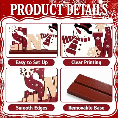 3Pcs Christmas Table Decorations, Wooden Christmas Decor Indoor - Image 4
