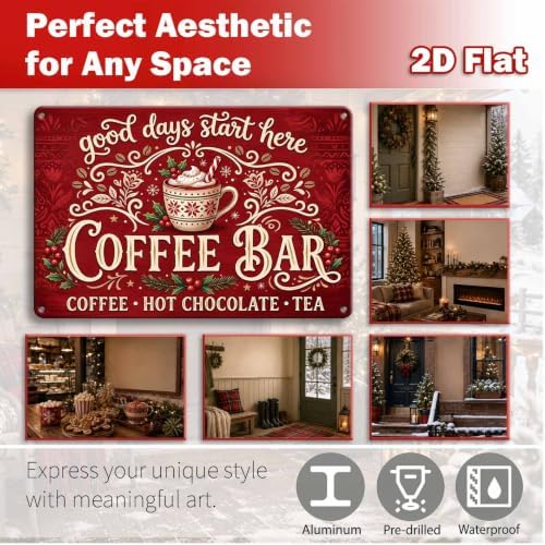 Christmas Coffee Bar Sign, Holiday Kitchen Decor, Vintage Wall Art - Image 2