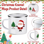 Christmas Enamel Mug Set of 9, 12 oz Hot Cocoa Mini Coffee Mugs Bulk, Novelty Holiday Set, Stocking Stuffer Gift for Kids, Women, Friends, Coworkers, Family - Image 3