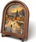 Winter Village Ice Skating Arched Table Sign, Rustic Farmhouse Decor by HPCHENG