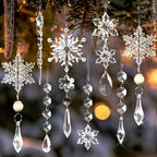 Crystal Christmas Tree Ornaments, Clear Acrylic Snowflake & Icicle, 48pcs by OuMuaMua