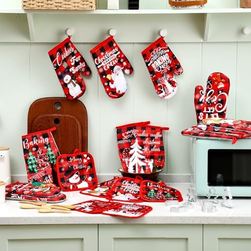 Qinyoung 48 Pcs Christmas Kitchen Oven Mitts Pot Holders, Christmas Plaid - Image 6
