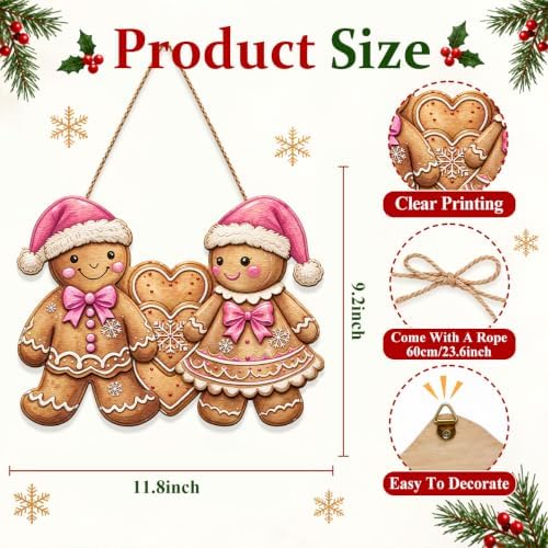 Gingerbread Christmas Decorations Gingerbread Boy Girl Heart Cookie Sign - Image 3