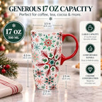 Topadorn 17oz Ceramic Travel Mug with Lid, Christmas Snowflake Coffee Mug - Image 2