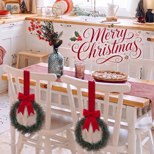 Retrowavy 12 Pcs 8 Inch Christmas Kitchen Cabinet Wreaths with Red Ribbon - Image 6