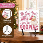 Christmas Bathroom Decor Wooden Signs Wood Plaque with Support Stand - Image 2