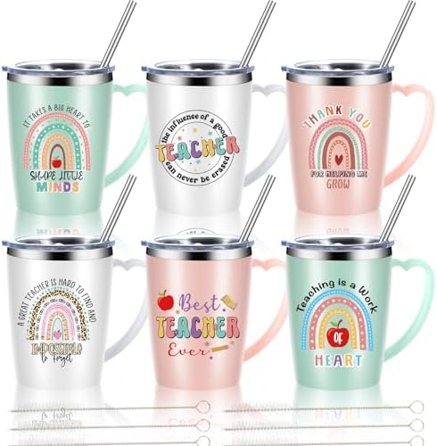 Maxcheck 6 Pcs Teacher Appreciation Gifts Mugs Bulk 16Oz Insulated Tumblers by Maxcheck