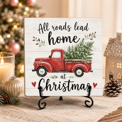 All Roads Lead Home at Christmas Wooden Sign with Support Stand - Image 5