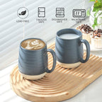 HASENSE Porcelain Coffee Mugs Set of 6, 15 Ounce Large Ceramic Coffee Cups Set with Handle for Latte, Tea, Cocoa and Hot Chocolate, Dark Blue Coffee Mugs for Men and Women, Microwave Safe - Image 6
