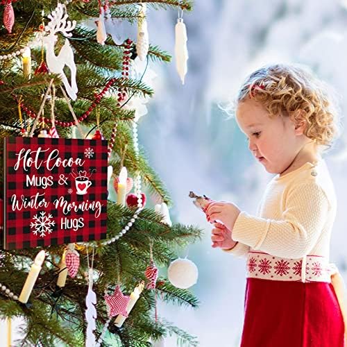 Blulu Christmas Wooden Hanging Sign Winter Coffee Bar Wall Decor, Plaid - Image 6