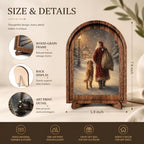 Santa and Dog Arched Table Sign, Rustic Christmas Farmhouse Decor - Image 2