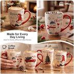 Topadorn 18 oz Christmas Ceramic Coffee Mugs with Handle, Tea Cup Set of 4 - Image 5