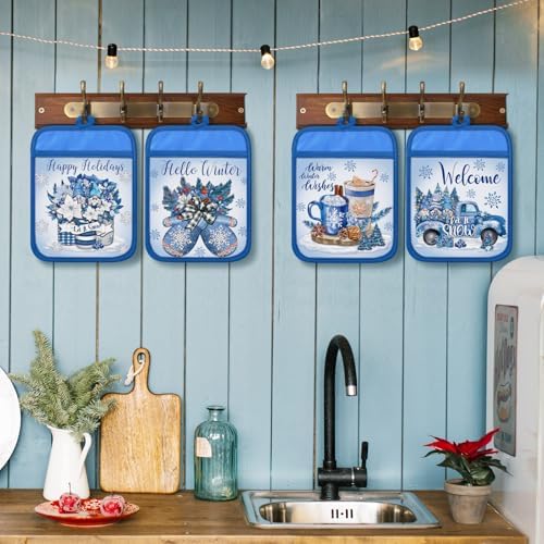 Jingmore 12 Pcs Christmas Pot Holders with Pocket Winter Oven Mitts Bulk - Image 2