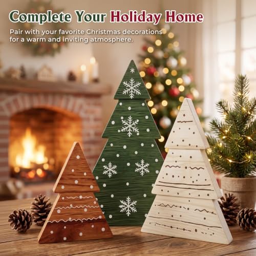 Christmas Decor, 3Pcs Wooden Tabletop Christmas Tree Decorations Sign - Image 7