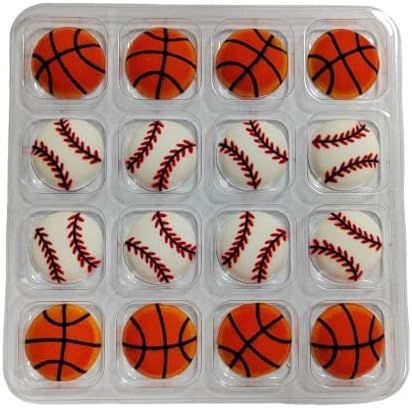 16 Pcs Edible Baseball and Basketball Sugar Icing Cake Decorations by EPHVODI