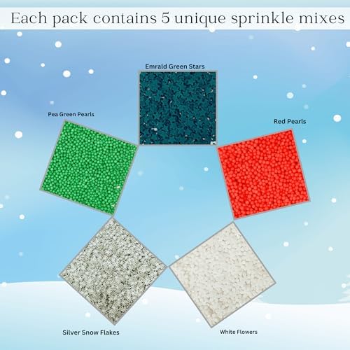 Confect Christmas Sprinkles | Red, White, Green, Holly Green & Grey Mix | Edible Holiday Sprinkles for Cakes, Cupcakes & Cookies | Festive Baking Decoration- 5 Oz - Image 2
