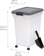 IRIS USA Dog Food Storage Container 40 lbs, Attachable Wheels, & Included Scoop - Image 2