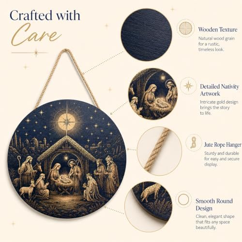 Christmas Decorations - Jesus Nativity Scene Wooden Sign for Front Door - Image 4