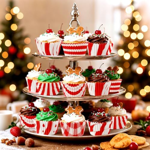 SANNIX 450pcs Red and White Christmas Cupcake Liners, Xmas Candy Baking Cups Cupcake Wrappers Paper Wraps Muffin Liners for Christmas Holiday Birthday Party Candy Cake Decorations Supplies - Image 5