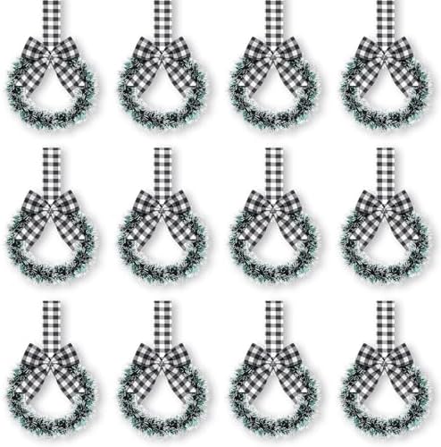 Retrowavy 12 Pcs Small Christmas Kitchen Cabinet Wreaths with Ribbon by Retrowavy