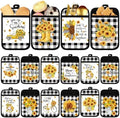 Jingmore 12 Pcs Sunflower Pot Holders Bulk, Black White Plaid with Pocket by Jingmore