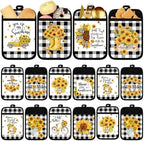 Jingmore 12 Pcs Sunflower Pot Holders Bulk, Black White Plaid with Pocket by Jingmore