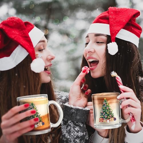 Maxcheck 6 Pack 12 oz Christmas Tree Coffee Mugs Glass Cups - Image 3
