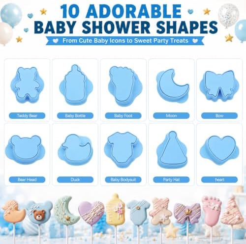 10 Pcs Baby Shower Cake Pop Molds Set with 100 Sticks - Image 3