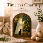 Ghost Christmas Arched Decor, Black Cat Table Sign - Image 3