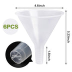 6 Pack Plastic Funnels, 4.6 Inch Multi-Purpose Clear Plastic Funnels - Image 2