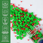Christmas Holly and Berry Sprinkles, 4.2 oz Edible Red and Green Holiday Sprinkles for Cookie & Cake Decorations Xmas Baking, Cupcakes Topper - Image 3