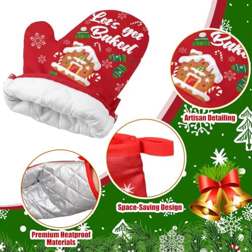 Qinyoung 48 Pcs Christmas Kitchen Oven Mitts Pot Holders, Cartoon Christmas - Image 5