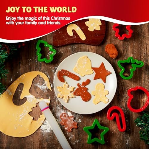 JOYIN 13 PCS Christmas Cookie Cutters in Stainless Steel with 3.5í plus Grip and a Rolling Pin for Xmas Holiday Party Baking Supplies, Snowflake, Gingerbread Cookies Mold and Baking Gift - Image 6