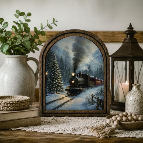 Christmas Train Arched Table Sign, Vintage Winter Farmhouse Decor - Image 7