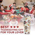 Thanksgiving Tumbler with Handle and Straw Lid 40 oz,Cute Thankful Thanks Turkey Pumpkin Gifts for Women Vacuum Insulated Leak Proof Tumbler,Winter Holiday Accessories Stainless Steel Coffee Cup Mug - Image 7