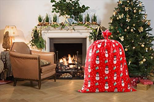Giant Christmas Red Snowman Plastic Gift Bag (36"x44") - Jumbo Celebration Bag With Tag Card for Large Gifts - 1 PC - Image 5