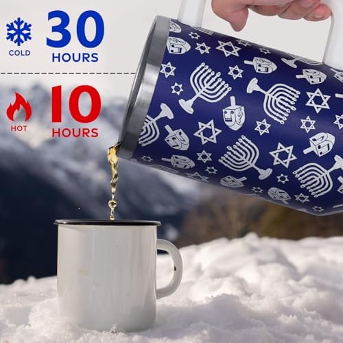 Hanukkah Tumbler with Handle and Straw Lid 40 oz,Cute Blue Merry Xmas Love & Light Gifts for Women Vacuum Insulated Leak Proof Tumbler,Winter Holiday Accessories Stainless Steel Coffee Cup Mug - Image 5