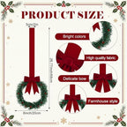 Retrowavy 12 Pcs Small Christmas Wreath, 8'', Classic, Burgundy Red - Image 2