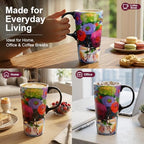 Topadorn 17oz Ceramic Travel Mug with Lid, Floral Coffee Mug with Gift Box - Image 5