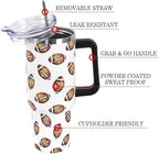 Fall Thanksgiving Tumbler with Lid and Straw 40oz,Cute Football Vacuum Insulated Leak Proof Stainless Steel Coffee Cup for Game Day, Farmhouse Accessories Gift for Women Girls - Image 4