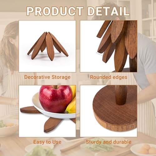 Coasters, Wooden Tree-Shaped Sapeli Wood Drink Coasters Set for Coffee Table, Kitchen Table Decor (Wood-1, Extra Large(Large Trivets)) - Image 5