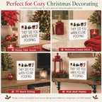 Christmas Bathroom Decor, Funny Black Cat Christmas Decorations, Bathroom Table Decoration They See You When You're Pooping Wooden Box Sign, Home Shelf Desk Decor for Toilet 5x5 Inches - Image 5